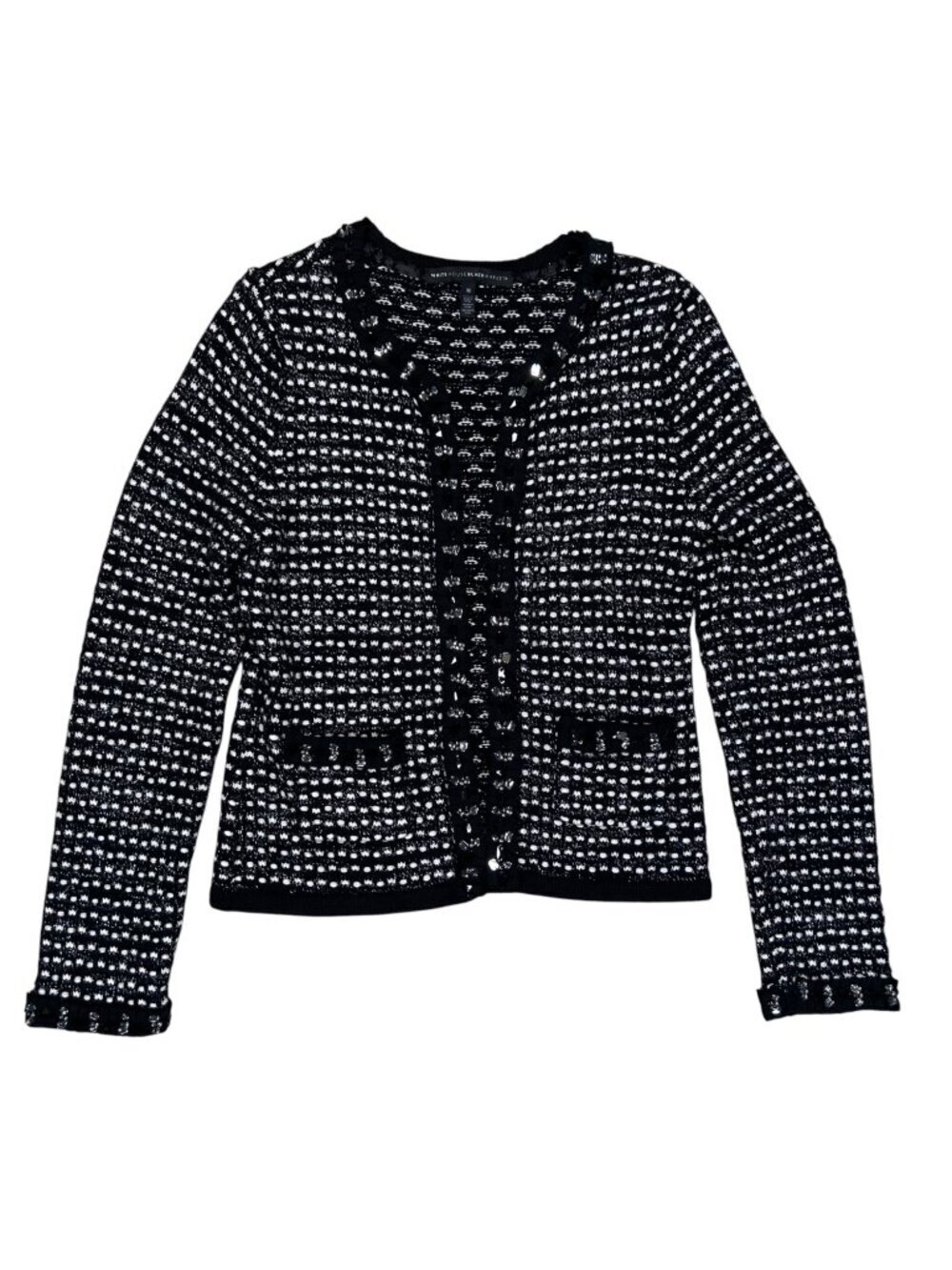 WHBM Medium Lady Jacket Embellished Formal Black Silver Office Party